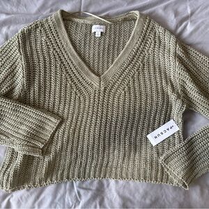 PacSun Women's V-Neck Sweater in Olive